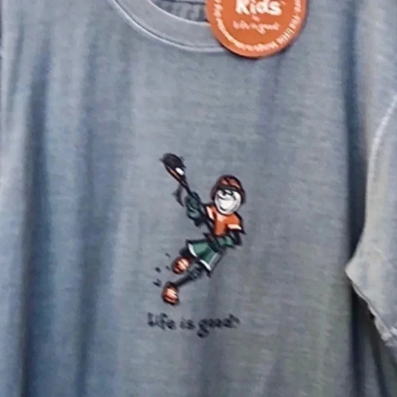 LIFE IS GOOD NWT BLUE TOP TEE TSHIRT SHIRT BOYS GIRLS SUMMER FALL CASUAL SIZE 10 - Picture 4 of 5